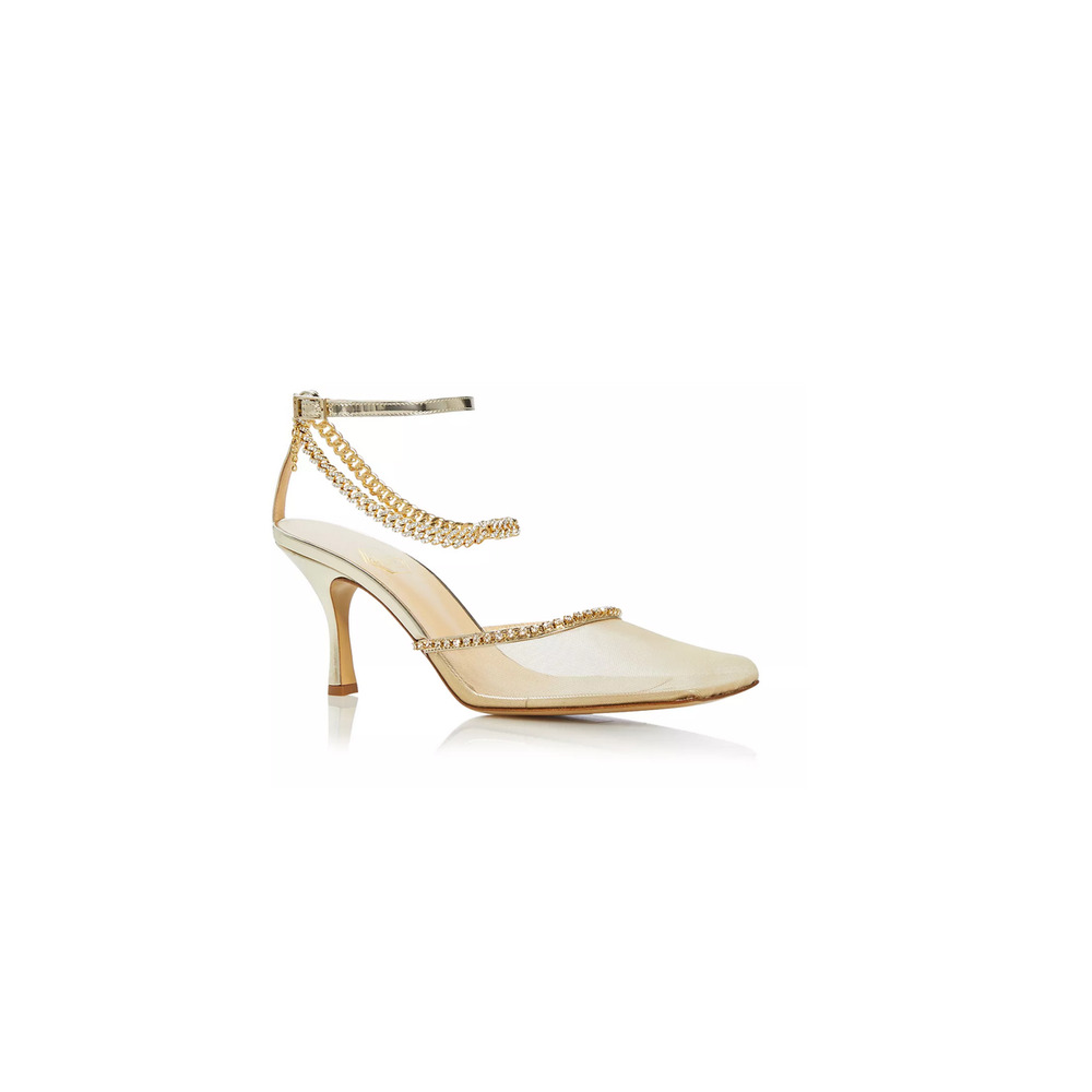 Nalebe Women Stellar Mesh Kitten Heel Pumps Gold Size 38.5 440063